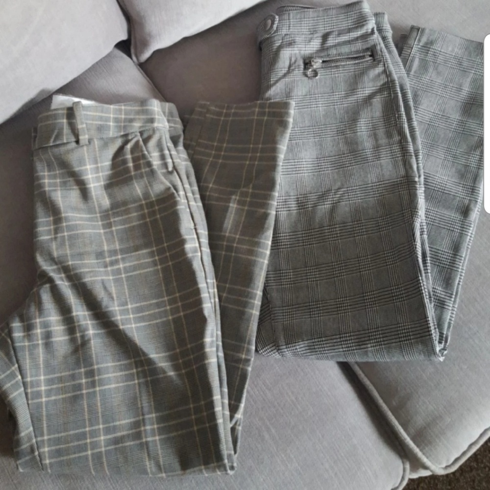 2 H&M Ankle Dress Pants Skinny Plaid S 6